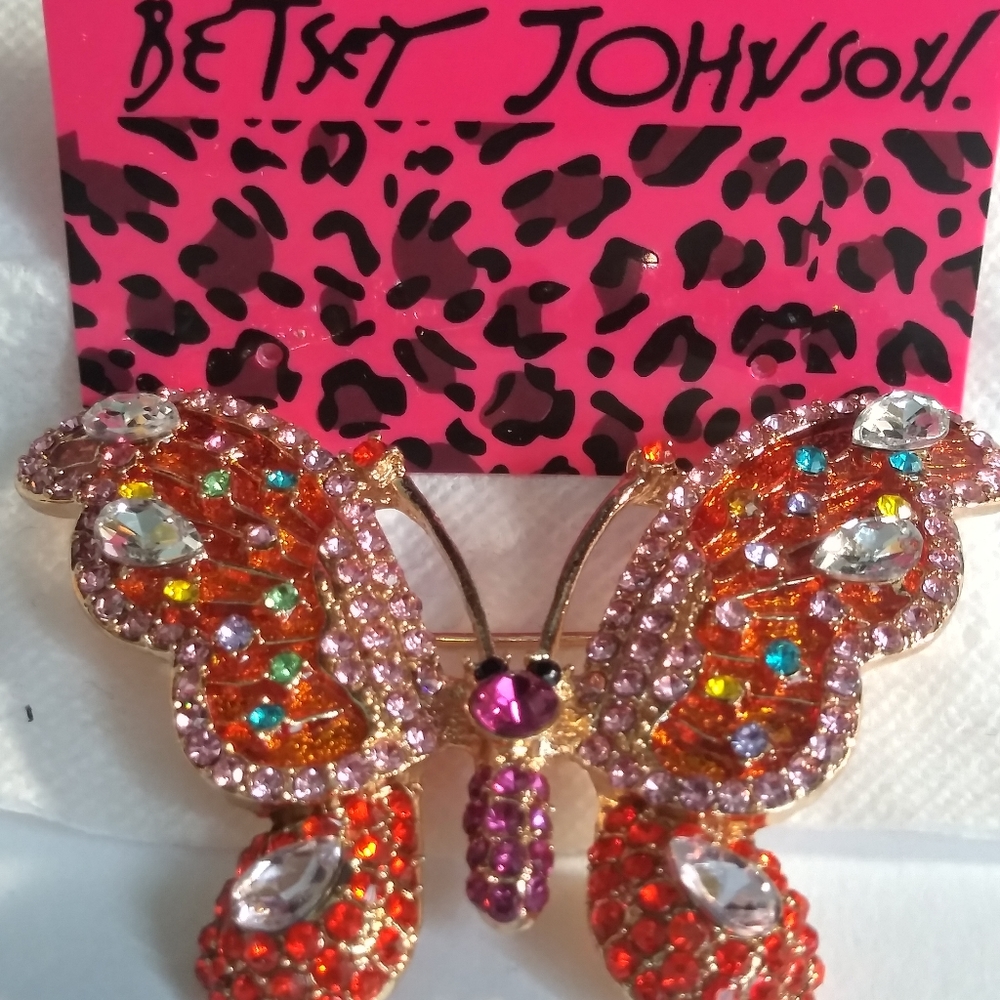 🦋Betsey Johnson Rhinestone Butterfly Brooch - Picture 6 of 6